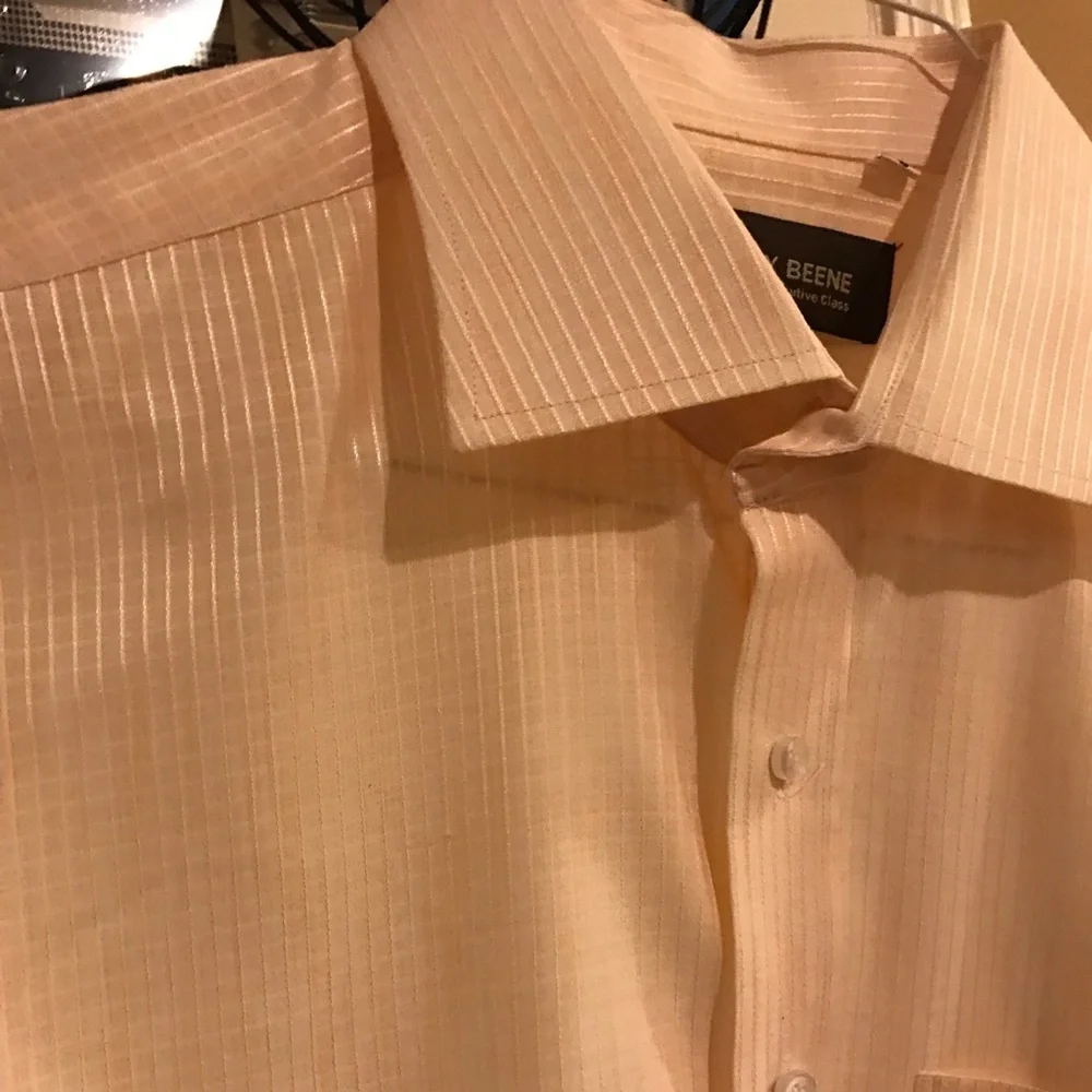 🍏 5 for $30 Men's formal dress shirt peach white - Picture 8 of 8